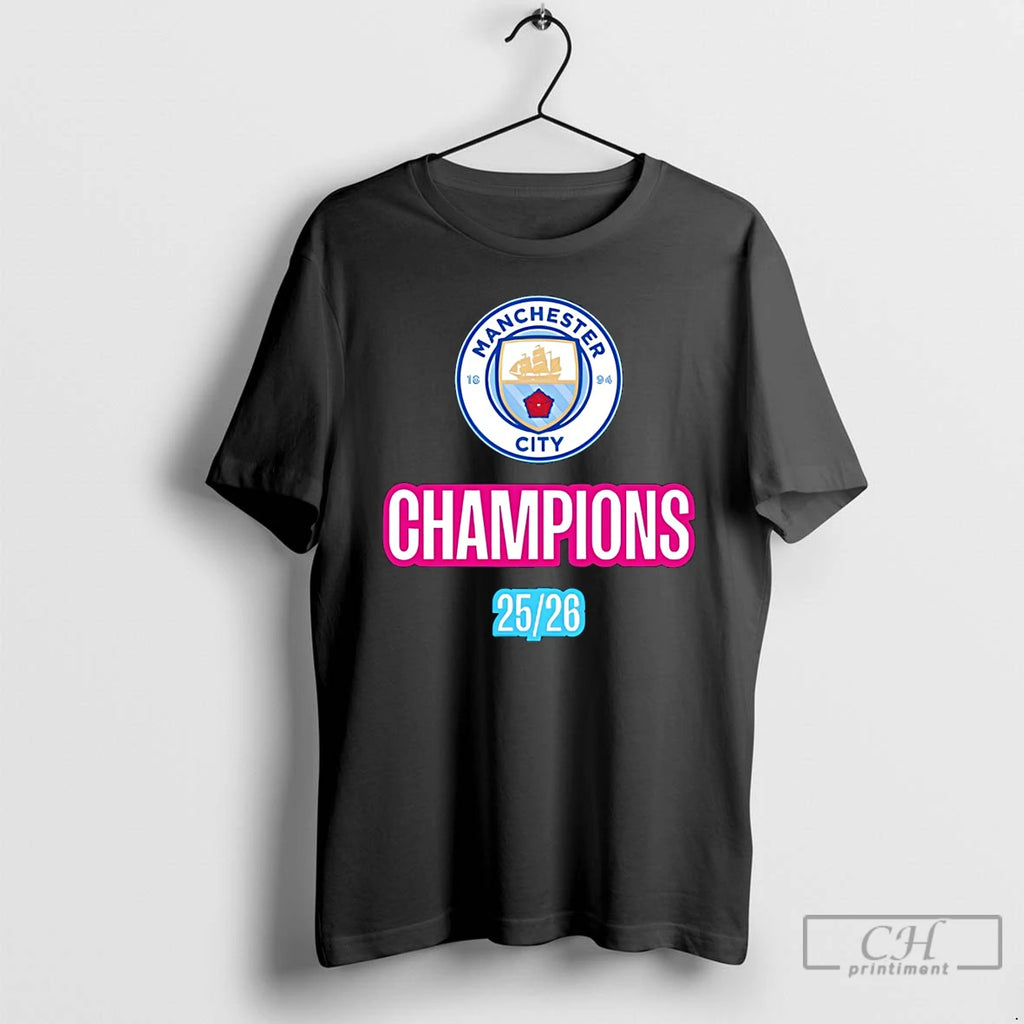 Classic Manchester City Football Club 1894 Champions 25 26 Logo
