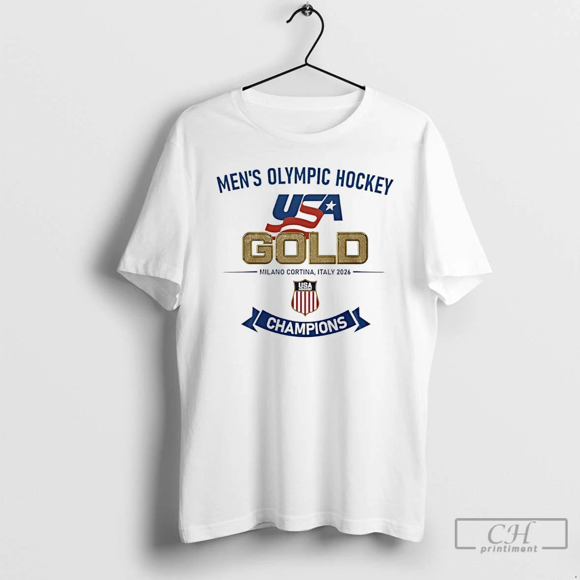 Classic Mens Olympic Hockey Usa Gold Milano Cortina Italy 2026 Usa Hockey Champions T Shirts