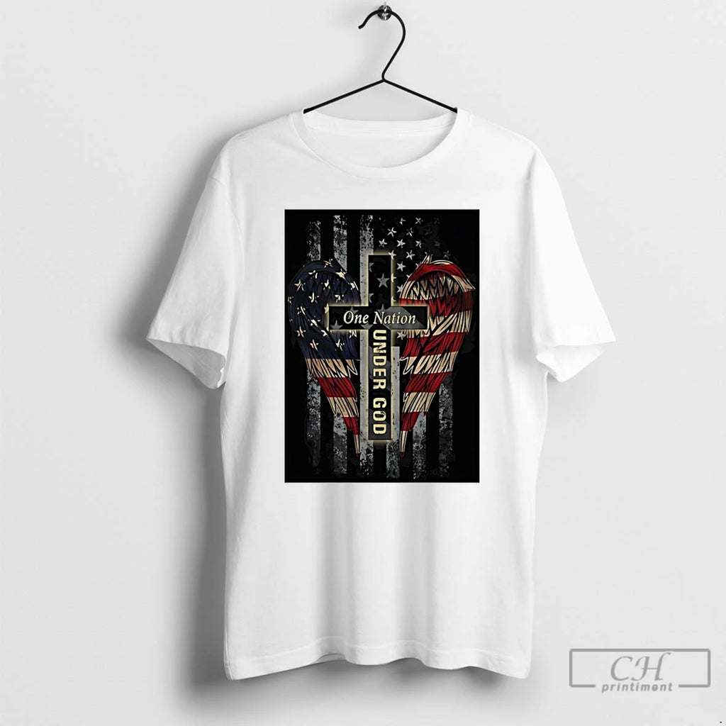 Classic One Nation Under God Usa Cross Flag Christian