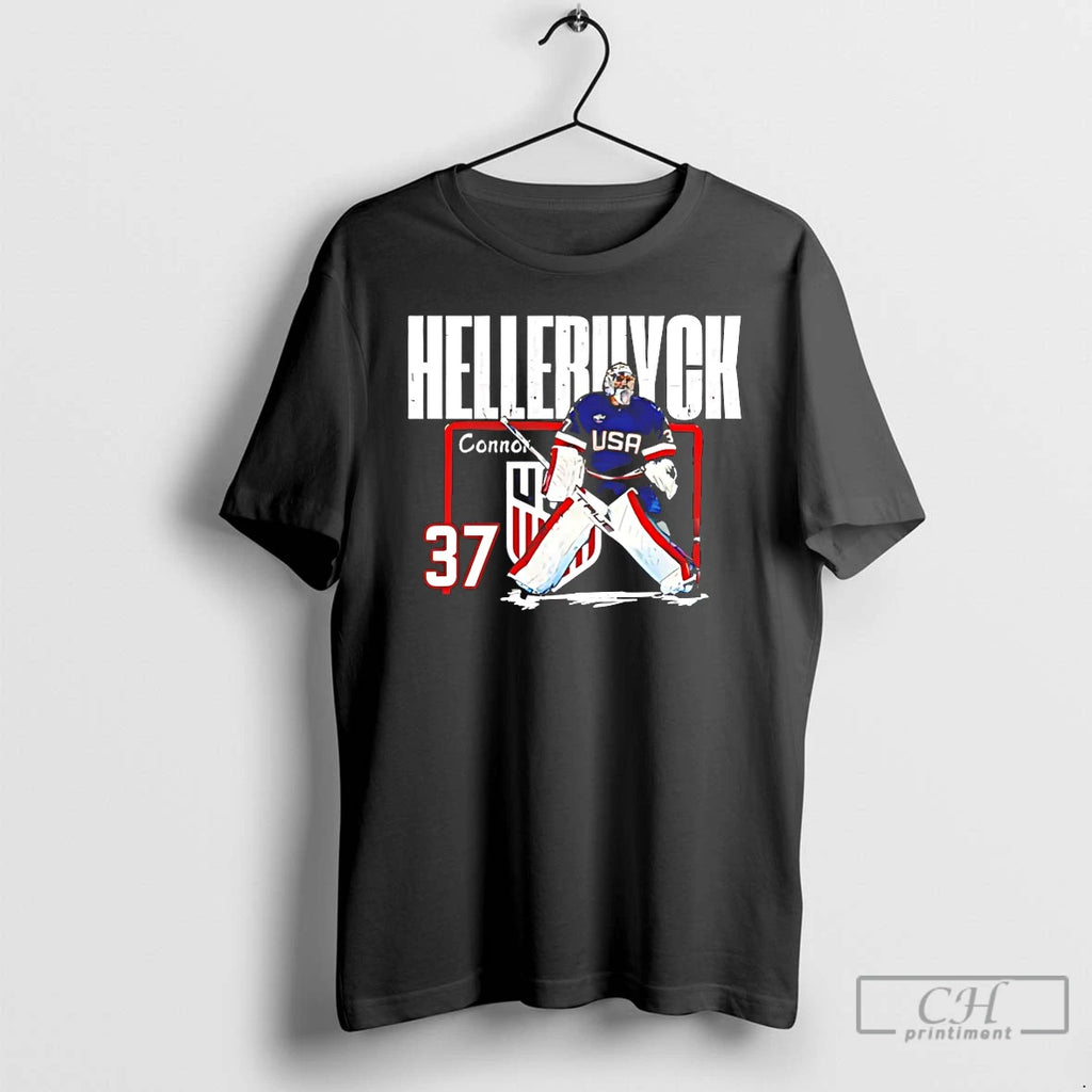 Classic Usa Connor Hellebuyck 37 Hockey Cartoon