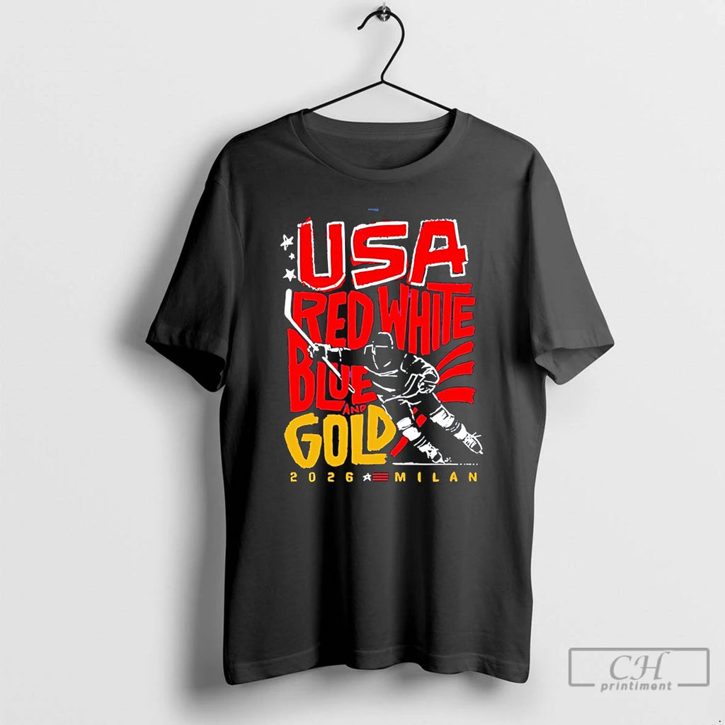 Classic Usa Hockey Red White Blue And Gold 2026 Champions Milan