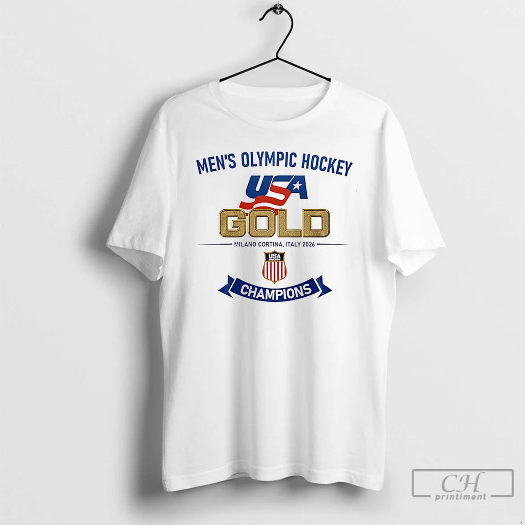 Classic Usa Mens Olympic Hockey Gold Champions Logo