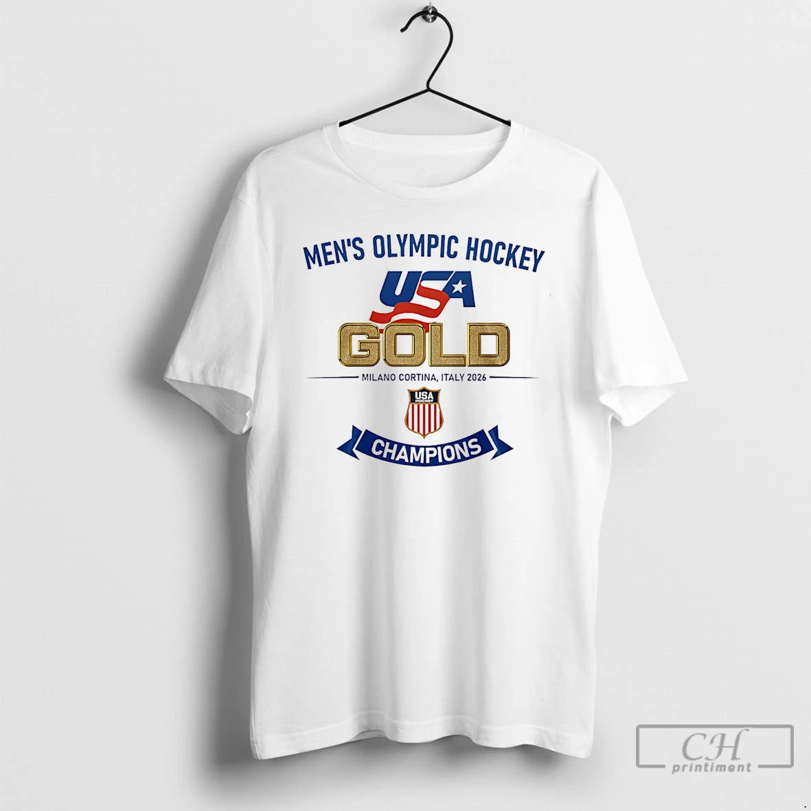 Classic Usa Mens Olympic Hockey Gold Champions Logo