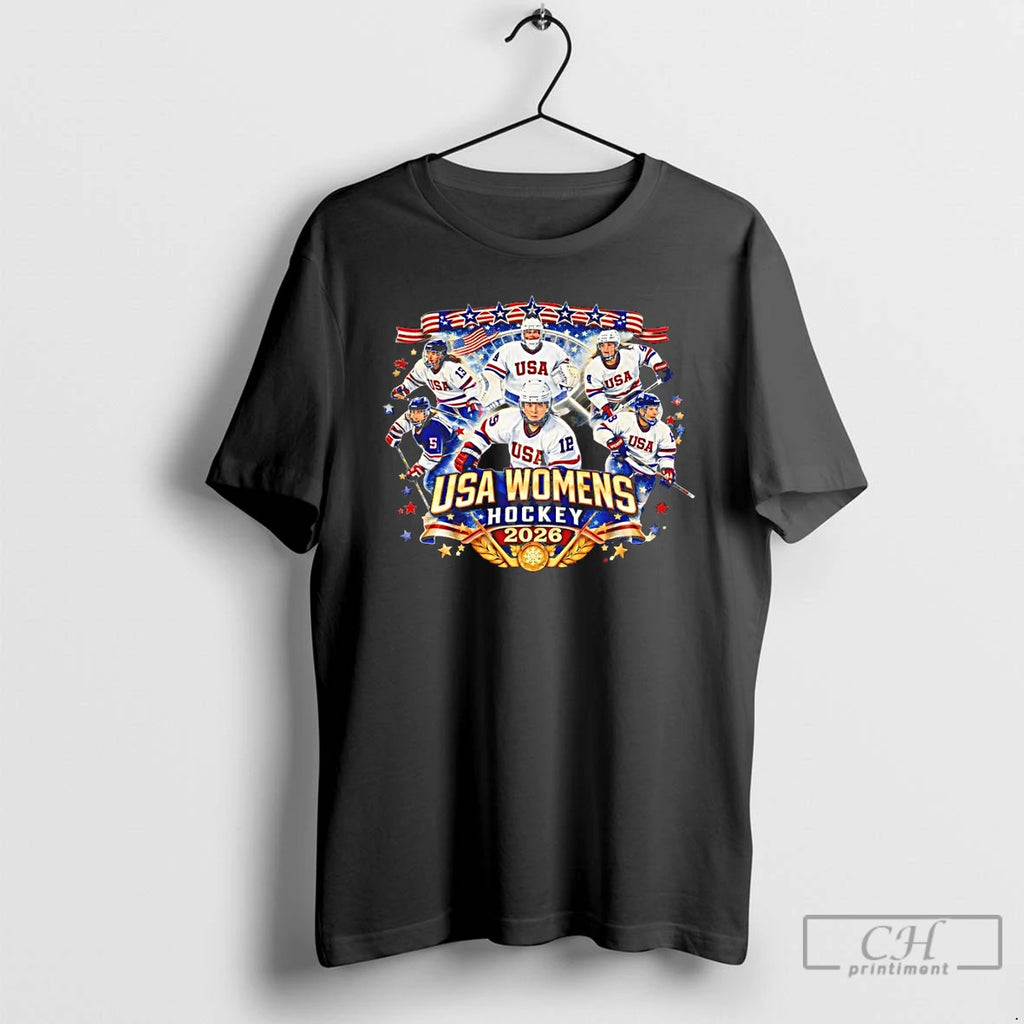 Classic Usa Womens Hockey 2026 Winter Games Patriotic Ice Graphic