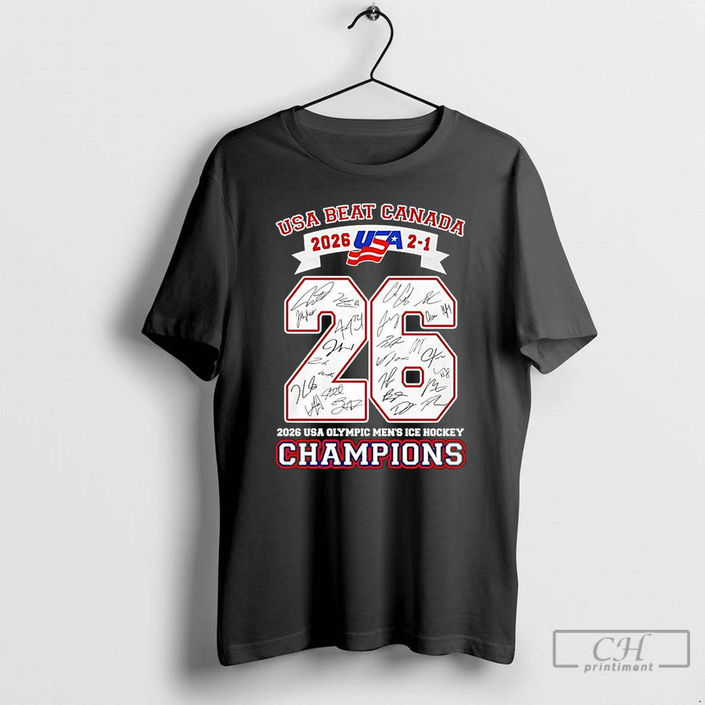 Classic Usa Beat Canada 2026 2 1 Usa Olympic Mens Ice Hockey Champions T Shirts