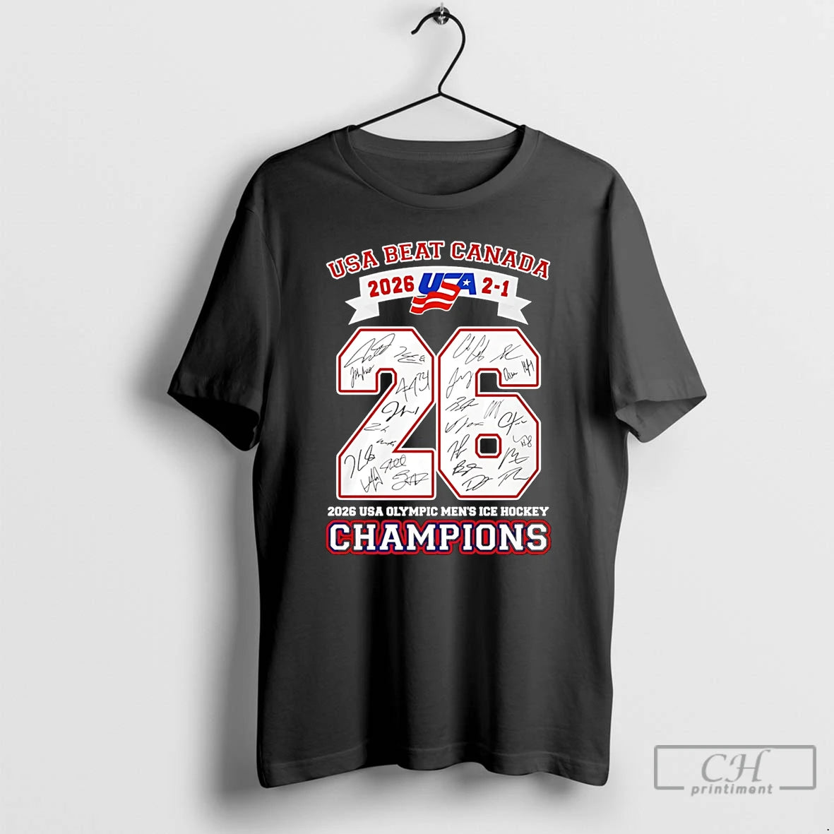 Classic Usa Beat Canada 2026 2 1 Usa Olympic Mens Ice Hockey Champions T Shirts