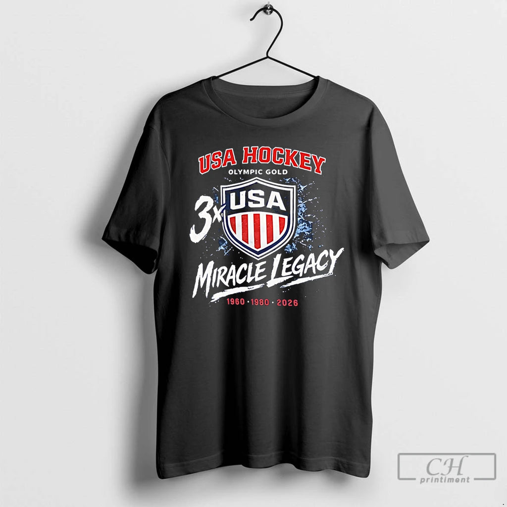 Classic Usa Hockey 3x Olympic Gold Miracle Legacy 60 80 26