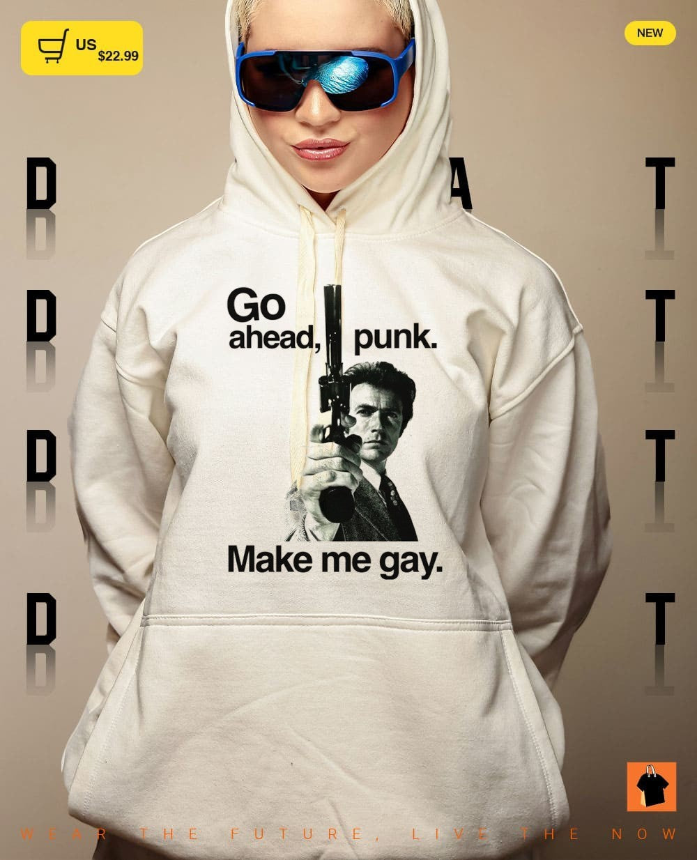 Clint Eastwood actor Dirty Harry movie Go ahead punk Make me gay cotton shirt