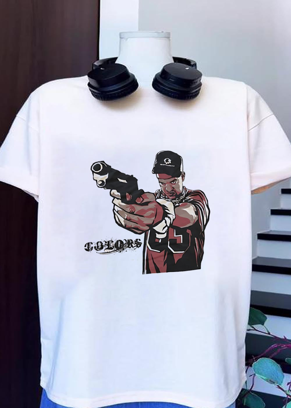 Colors Man Pointing Gun Colors Shirt