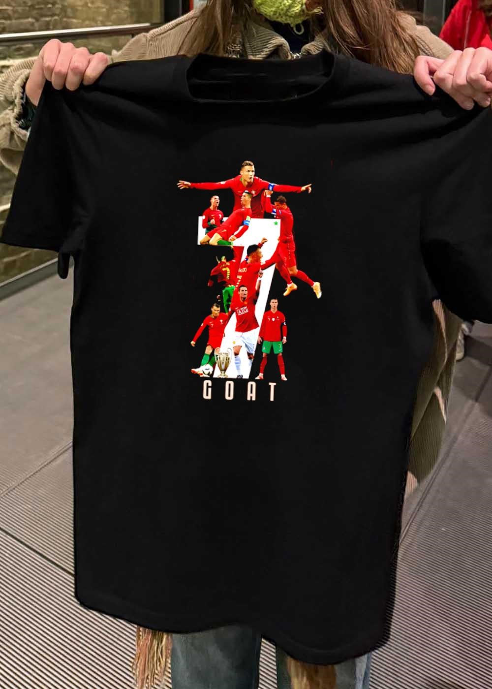 Cristiano Ronaldo Celebrating Goals and Playing Soccer 7 GOAT Portugal Shirt