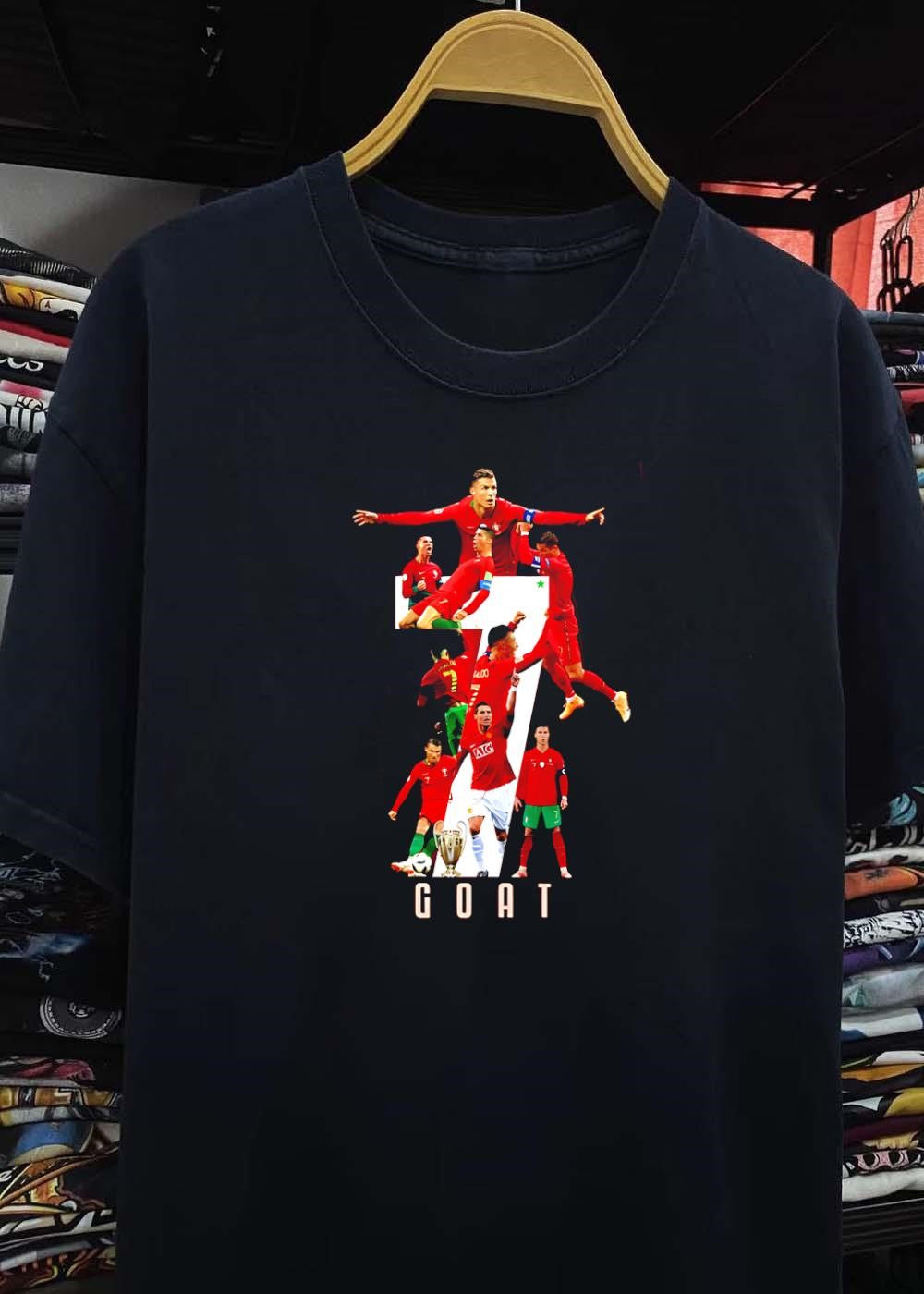 Cristiano Ronaldo Celebrating Goals and Playing Soccer 7 GOAT Portugal Shirt