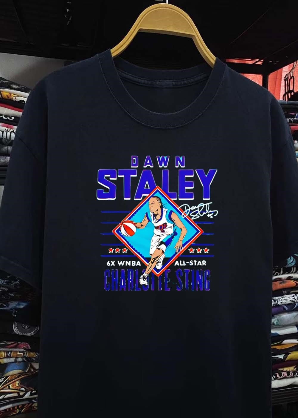 Dawn Staley Signature Dribbling WNBA All-Star Charlotte Sting T-Shirt