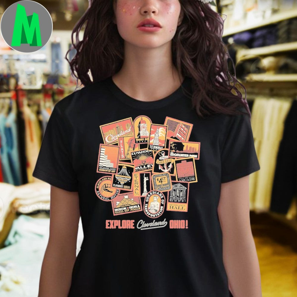 Design Explore Cleveland Ohio Landmarks T-Shirt