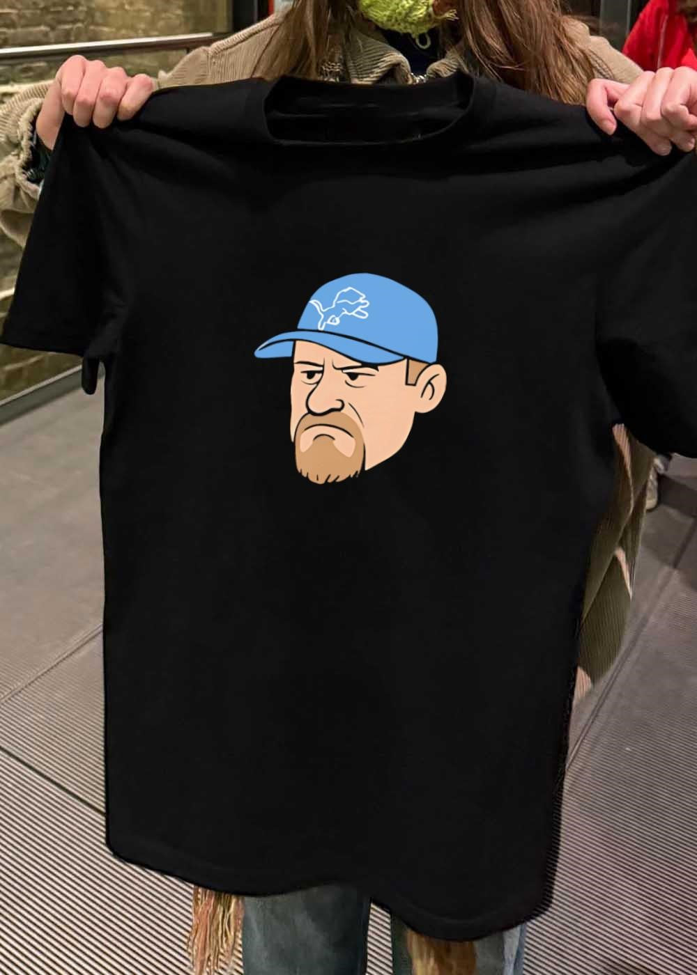 Detroit Lions Grumpy Man Mascot Logo Sport Football Team T-Shirt