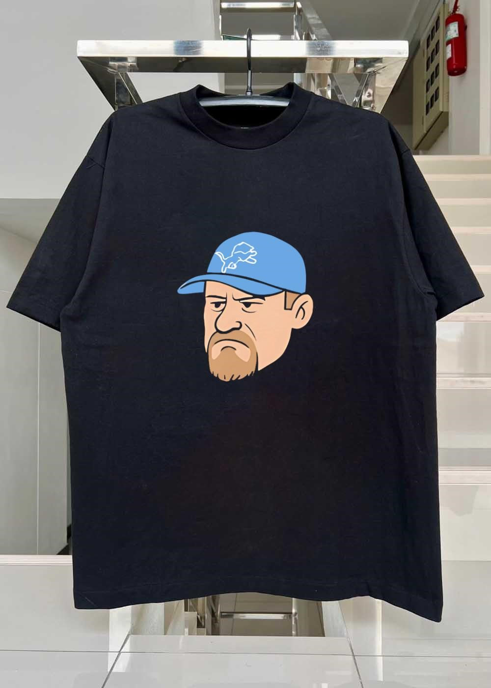 Detroit Lions Grumpy Man Mascot Logo Sport Football Team T-Shirt