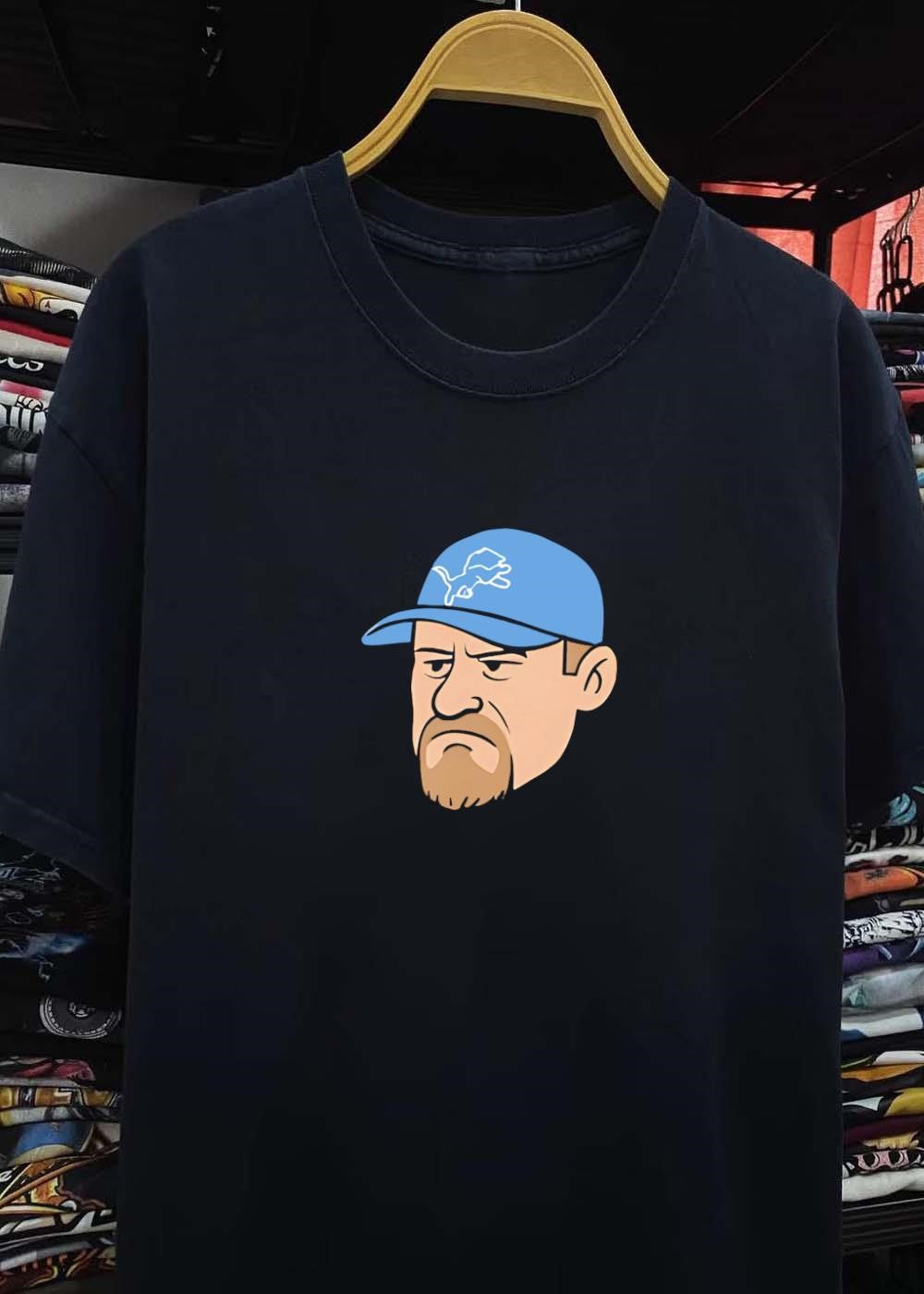Detroit Lions Grumpy Man Mascot Logo Sport Football Team T-Shirt