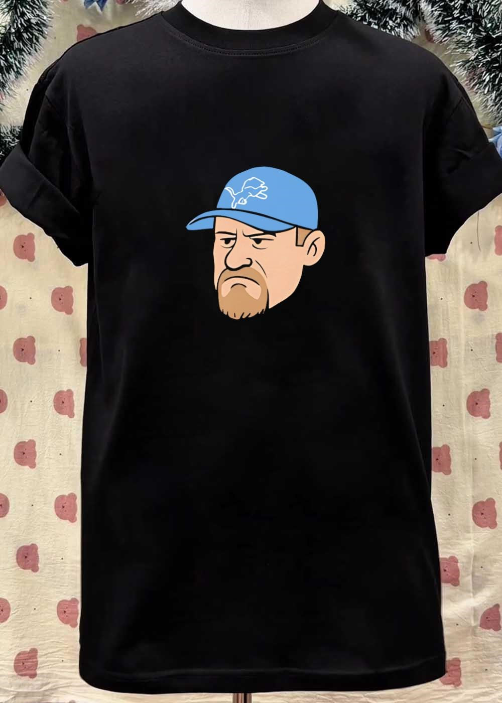 Detroit Lions Grumpy Man Mascot Logo Sport Football Team T-Shirt