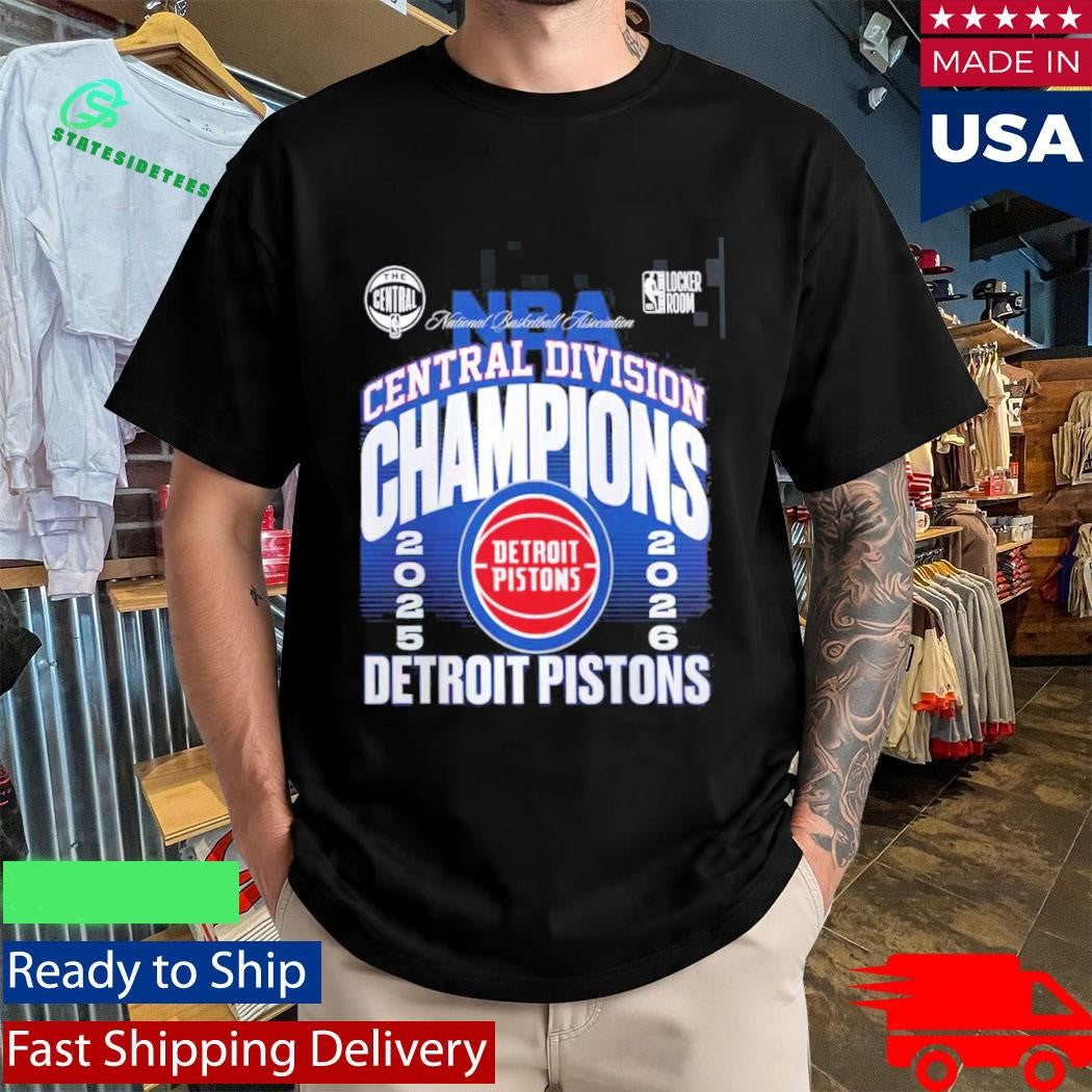 Detroit Pistons 2026 NBA Central Division Champions Locker Room T-Shirt