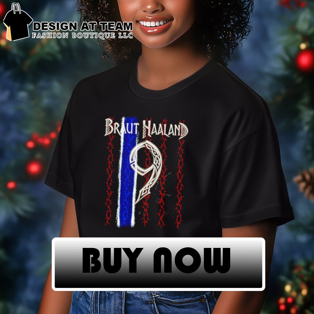 Erling Braut Haaland Norway flag sword 9 Viking shirt
