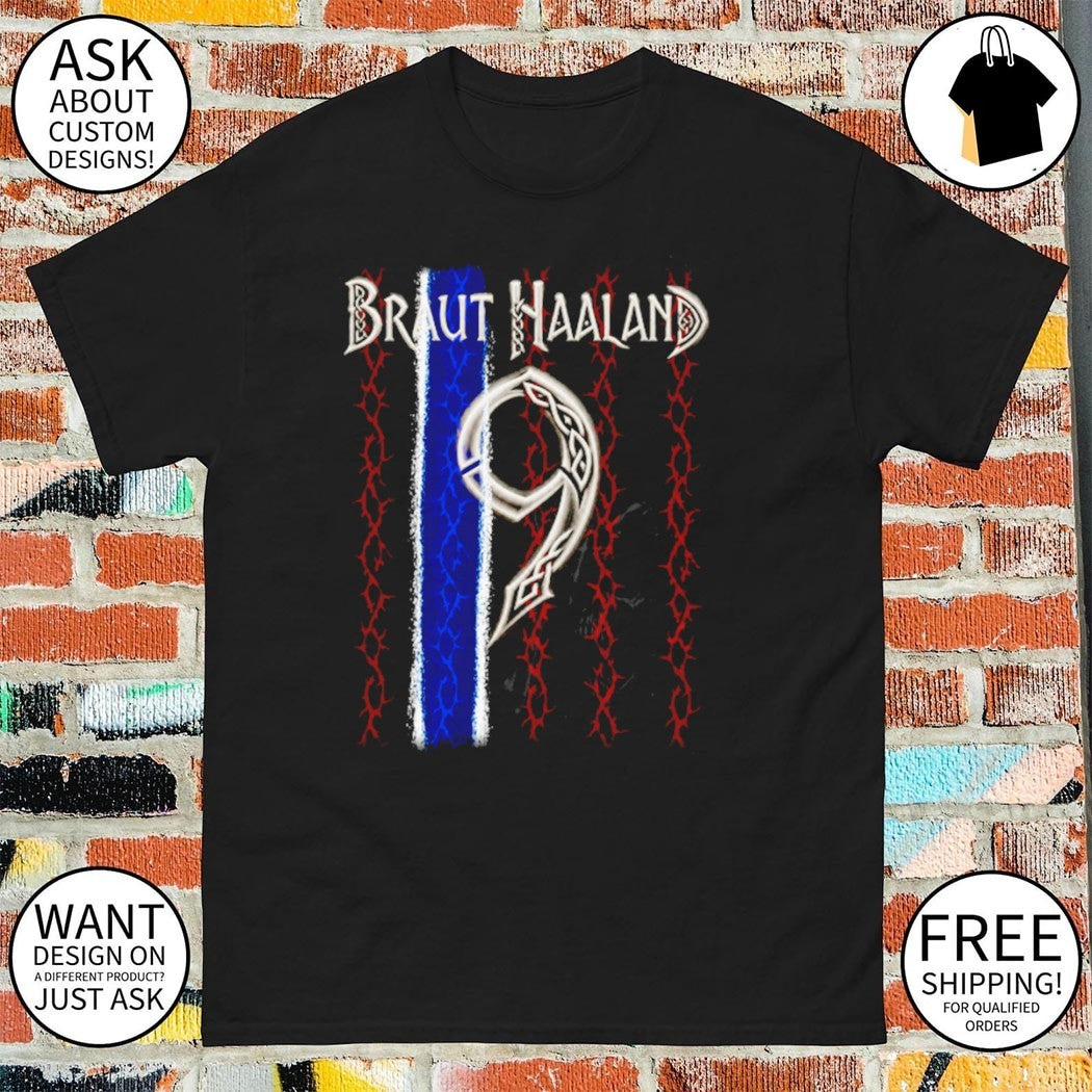 Erling Braut Haaland Norway flag sword 9 Viking shirt