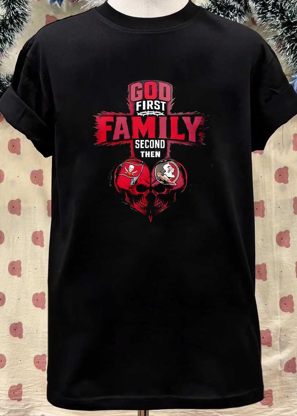 God First Family Second Then Tampa Bay Buccaneers Florida State Seminoles Skull shirt
