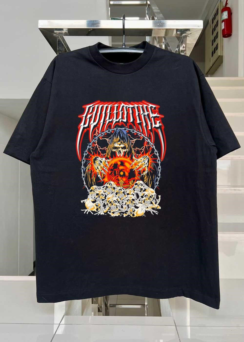 Guillotine Grim Reaper Holding Crystal Ball Skulls shirt