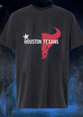 Houston Texans Distressed Star and Bull Head Logo T-Shirt