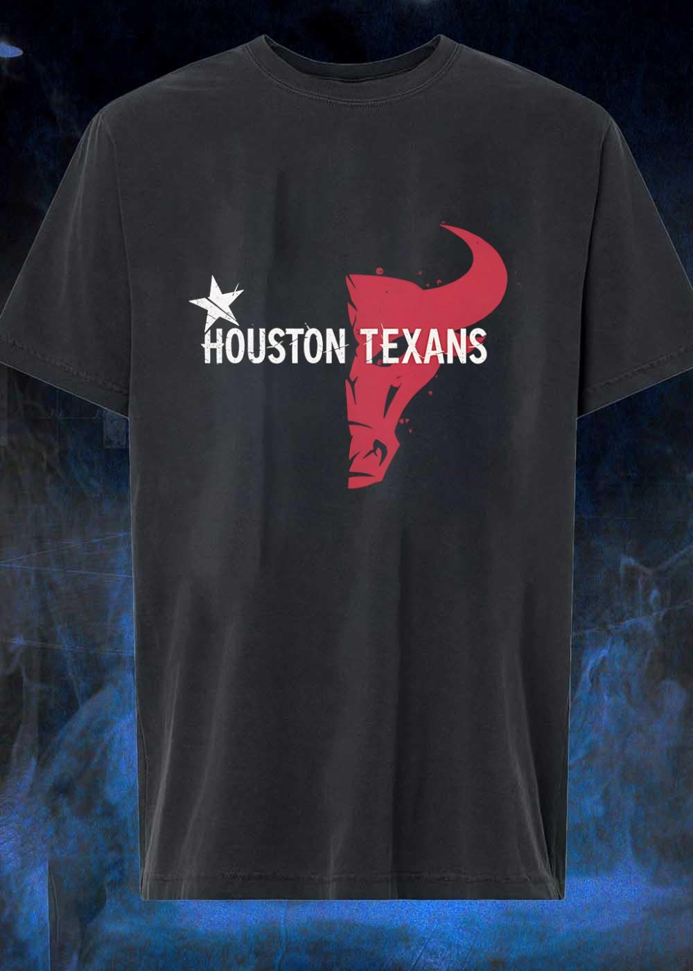 Houston Texans Distressed Star and Bull Head Logo T-Shirt