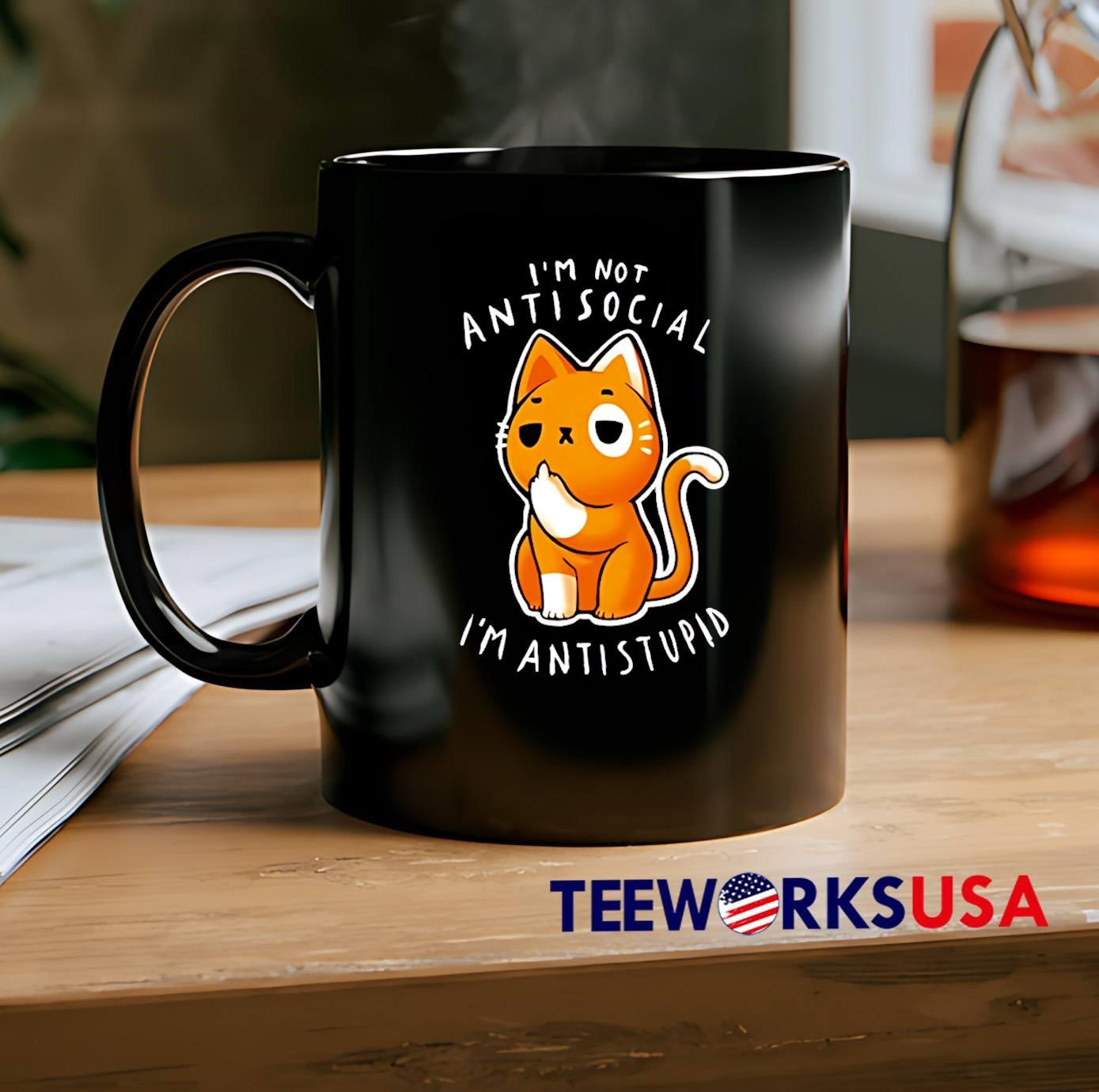 I’m Not Antisocial I’m Antistupid Orange Cat Middle Finger shirt