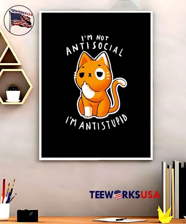 I’m Not Antisocial I’m Antistupid Orange Cat Middle Finger shirt
