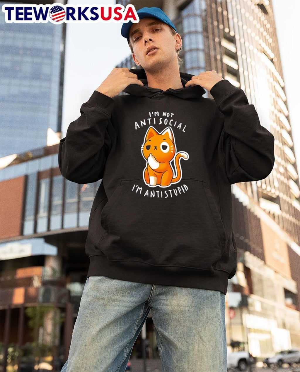 I’m Not Antisocial I’m Antistupid Orange Cat Middle Finger shirt