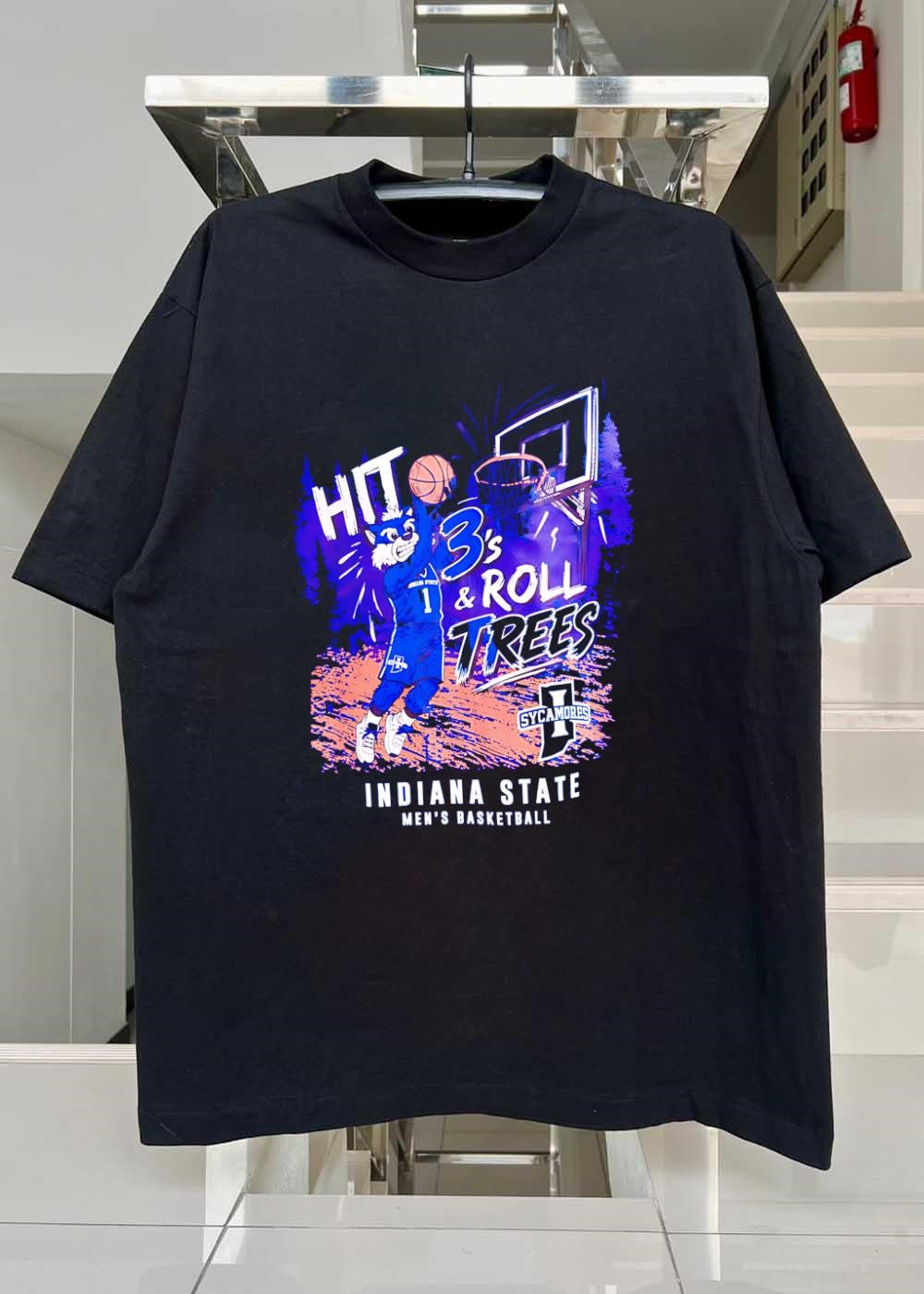 Indiana State Men’s Basketball Hit 3’s and Roll Trees Sycamores T-Shirt