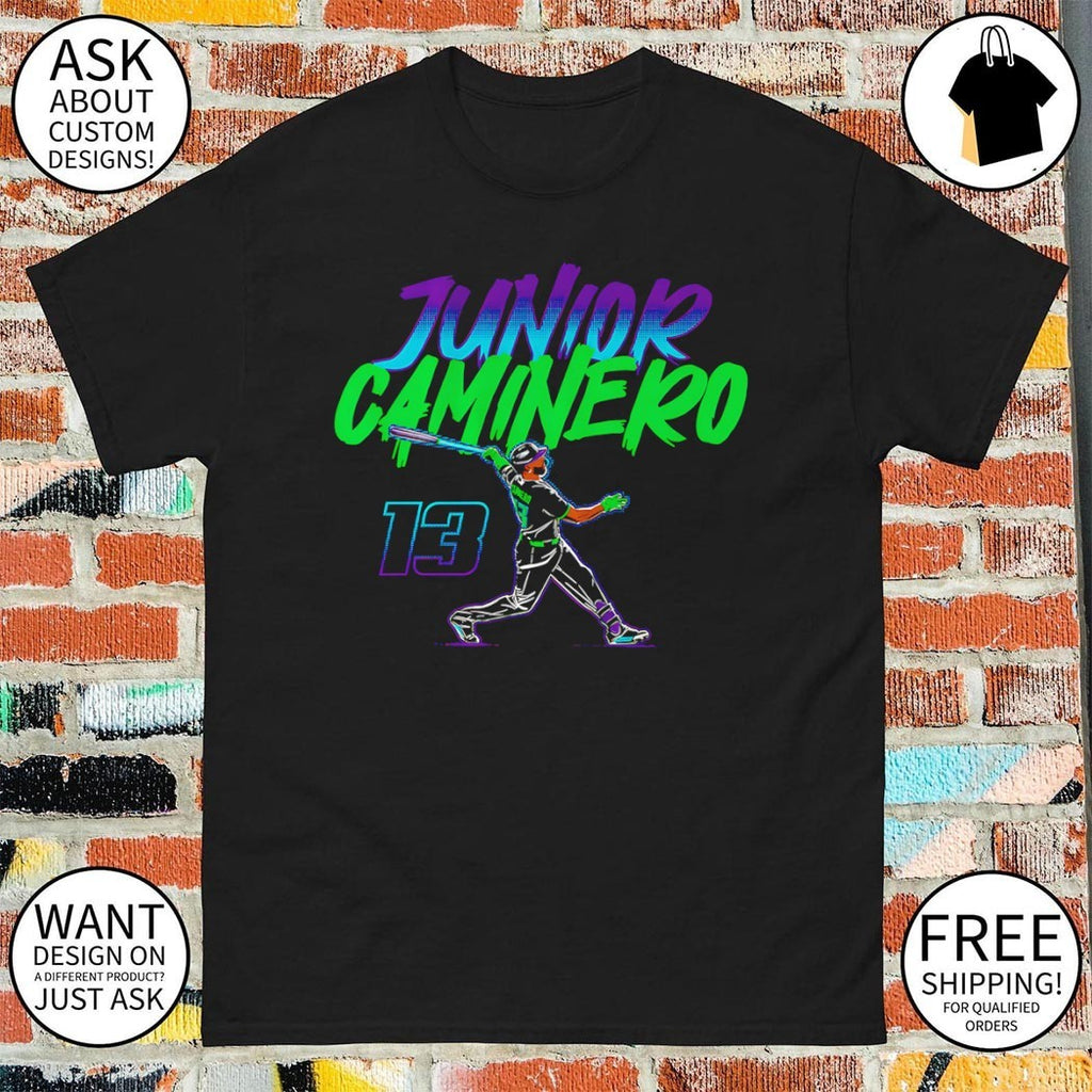 Junior Caminero Tampa Bay Rays MLB Slugger Swing Number Baseball 2026 shirt