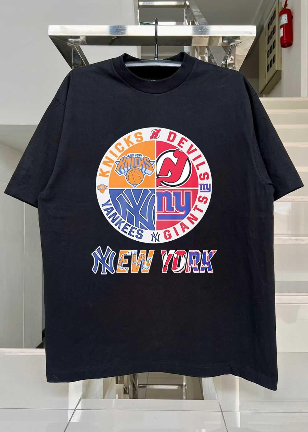 Knicks Devils Yankees Giants New York Sports Fan Logo shirt