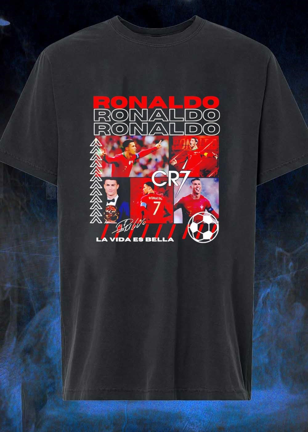 La Vida Es Bella Cristiano Ronaldo Portrait and Action CR7 Portugal T-Shirt