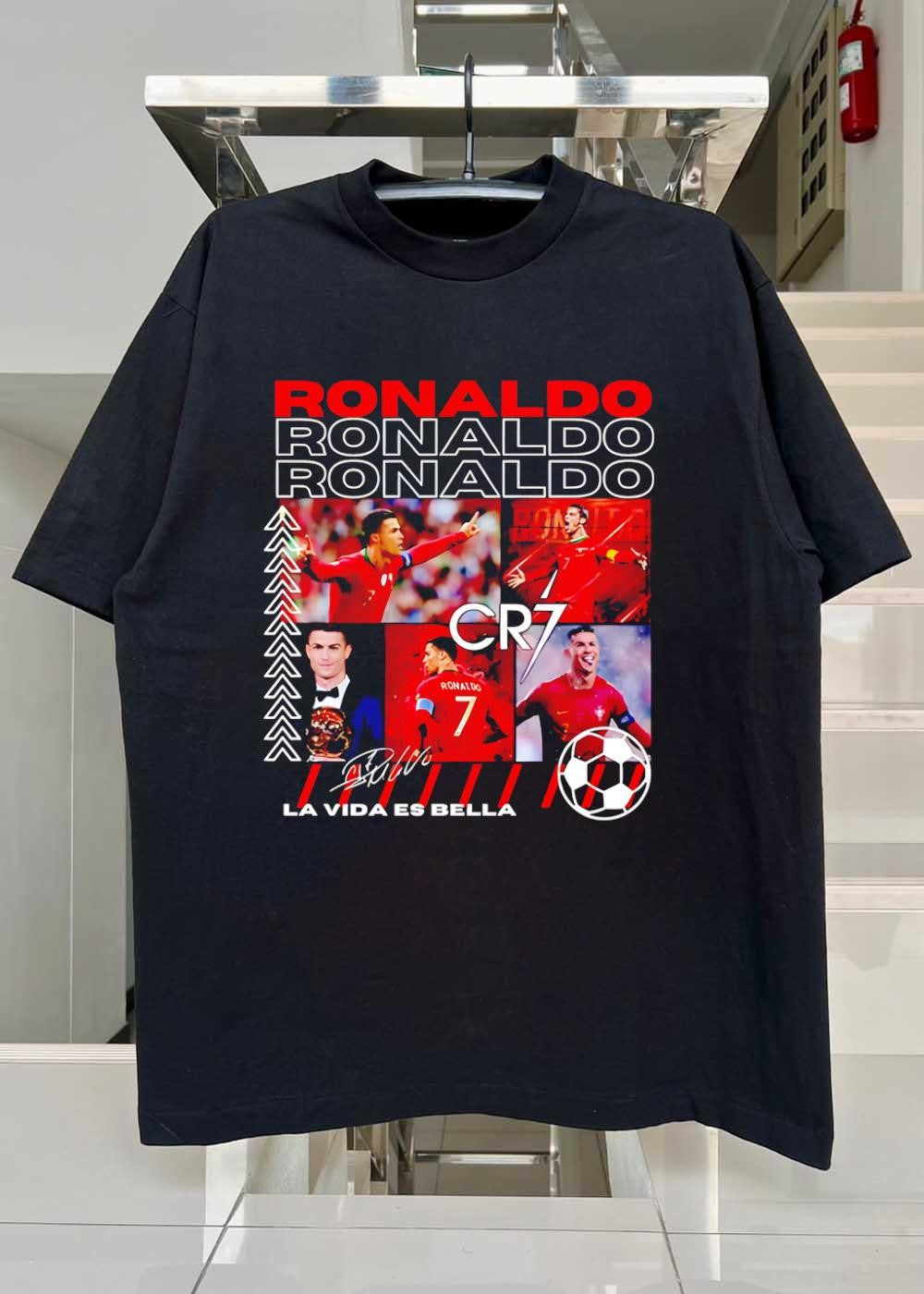 La Vida Es Bella Cristiano Ronaldo Portrait and Action CR7 Portugal T-Shirt