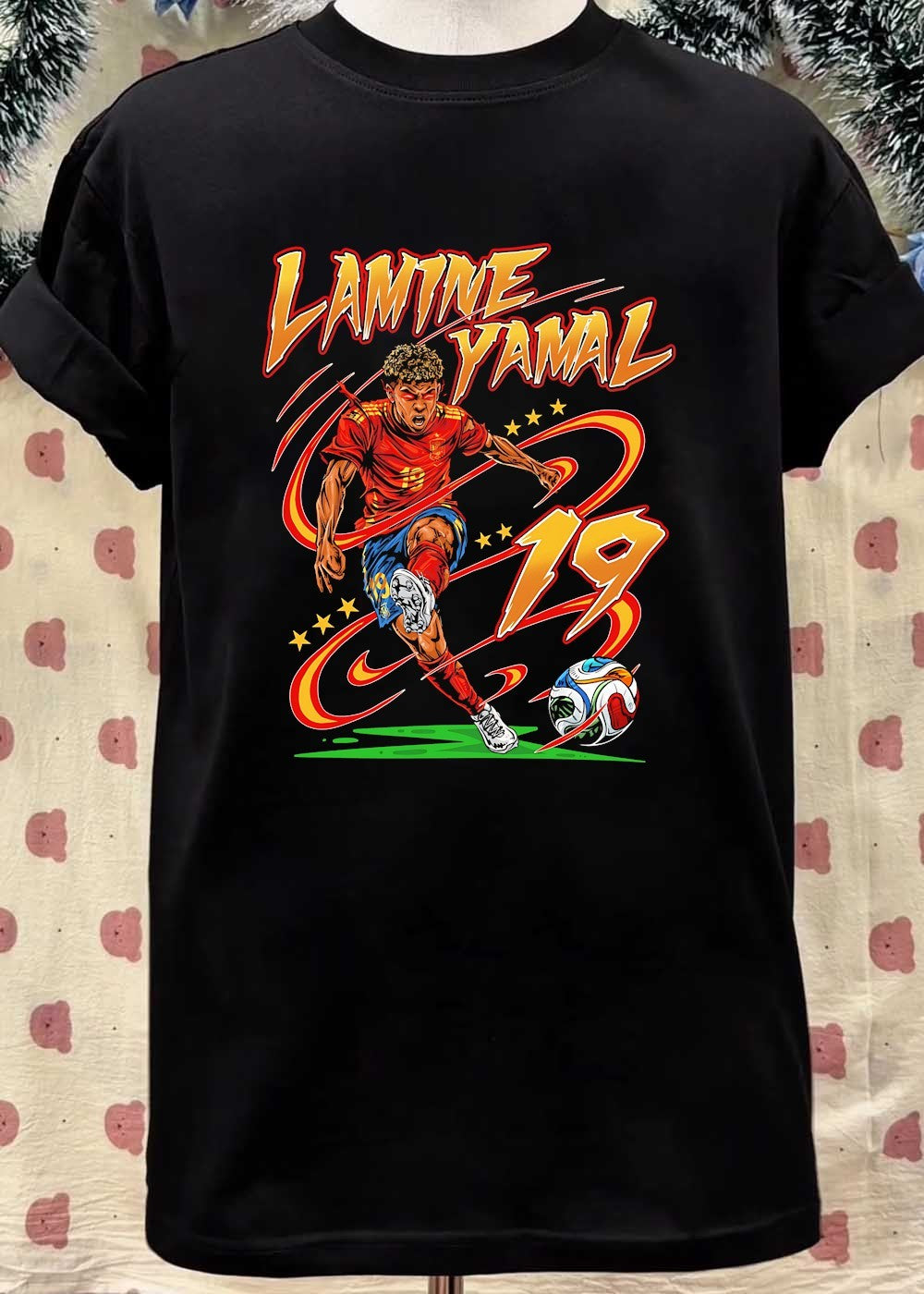 Lamine Yamal Soccer Star Illustration Nineteen Spain National Team T-Shirt