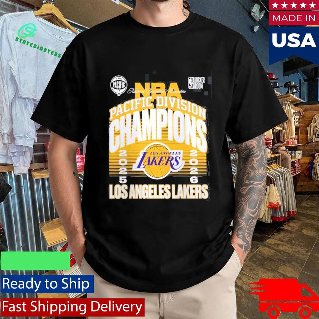 Los Angeles Lakers 2026 NBA Pacific Division Champions Locker Room T-Shirt