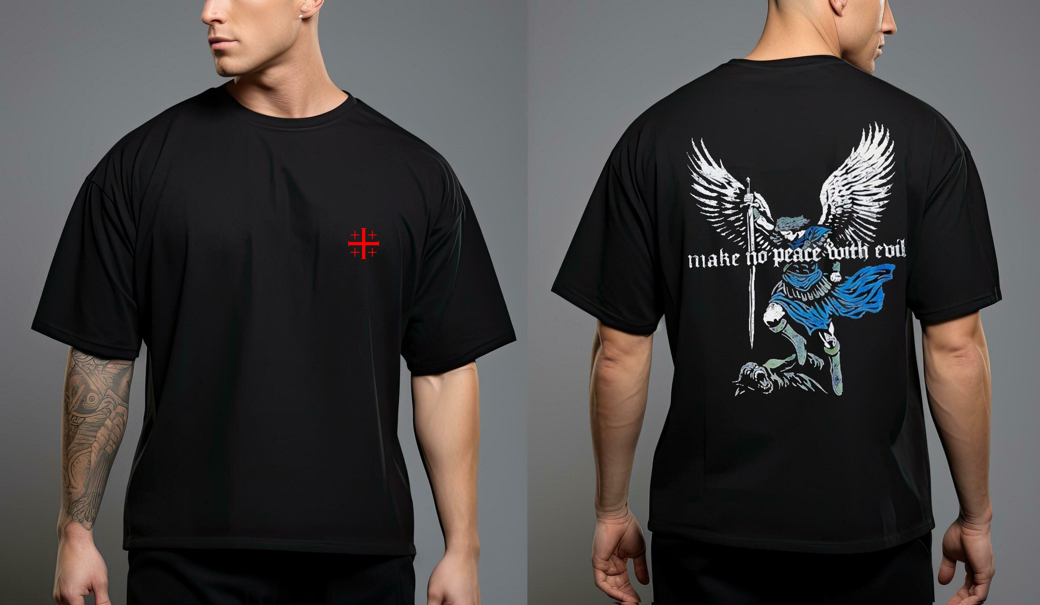 Make No Peace With Evil X Big Red Jerusalem Cross 2 Sided
