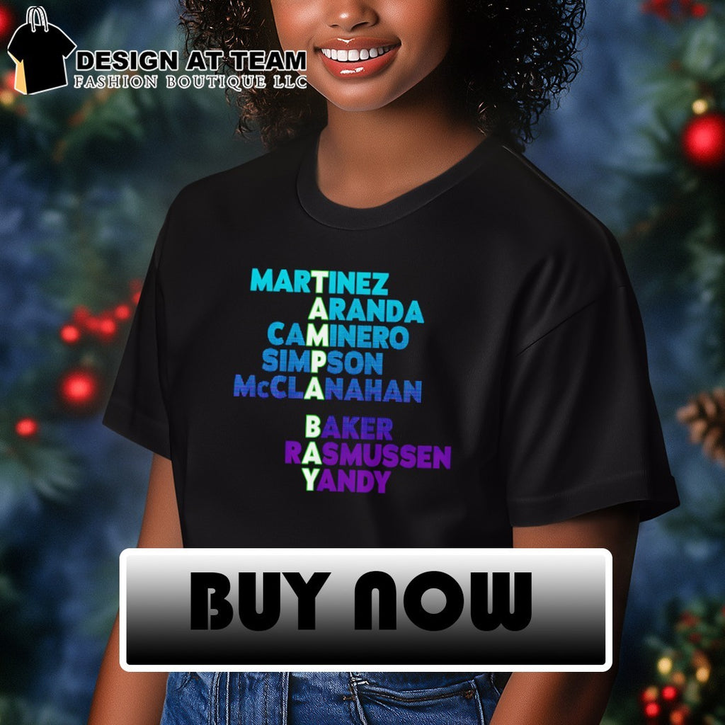 Martinez Aranda Caminero Simpson Mcclanahan Baker Rasmussen Yandy Tampa Bay Baseball Names 2026 shirt