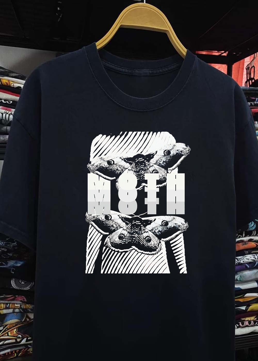 Moth Wings Graphic Reflective Text T-Shirt