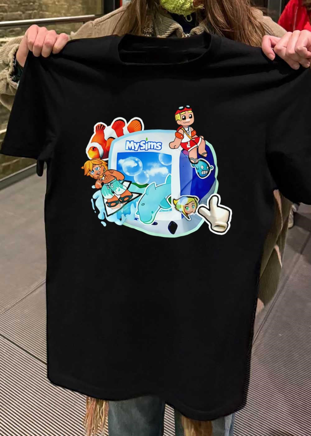 MySims Beach Surfing Clownfish Dolphin T-Shirt