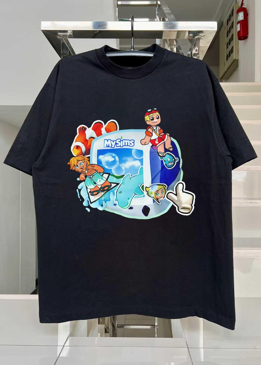 MySims Beach Surfing Clownfish Dolphin T-Shirt