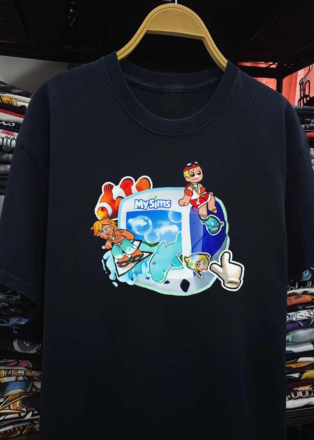 MySims Beach Surfing Clownfish Dolphin T-Shirt