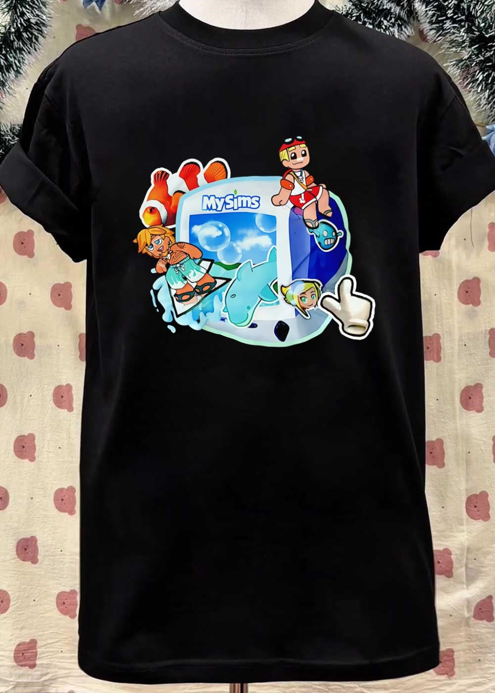 MySims Beach Surfing Clownfish Dolphin T-Shirt