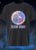 NY NY New York Mets Rangers Yankees Giants Logo Print Shirt