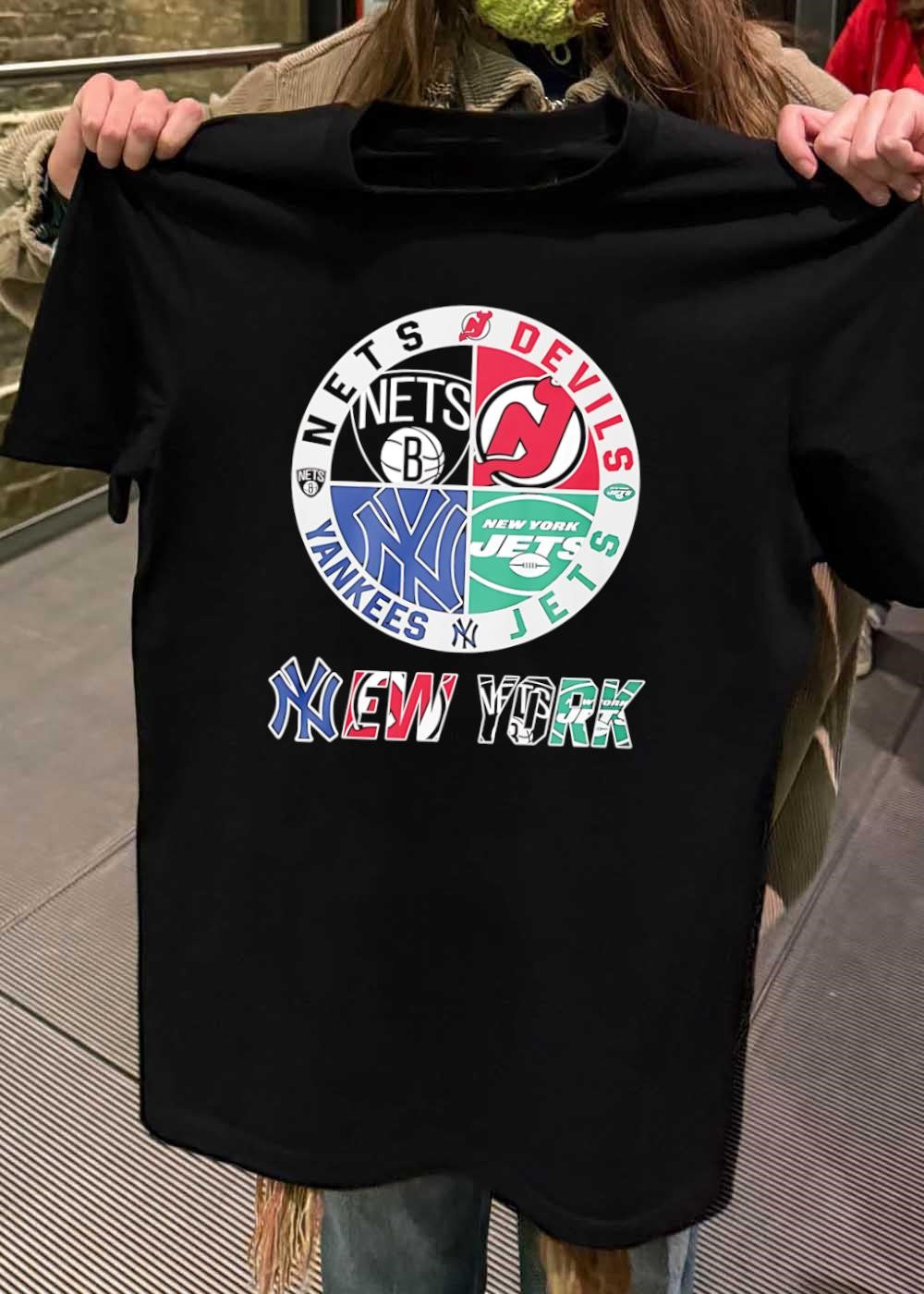 NY New York Nets Devils Yankees Jets Team Logo Sports shirt