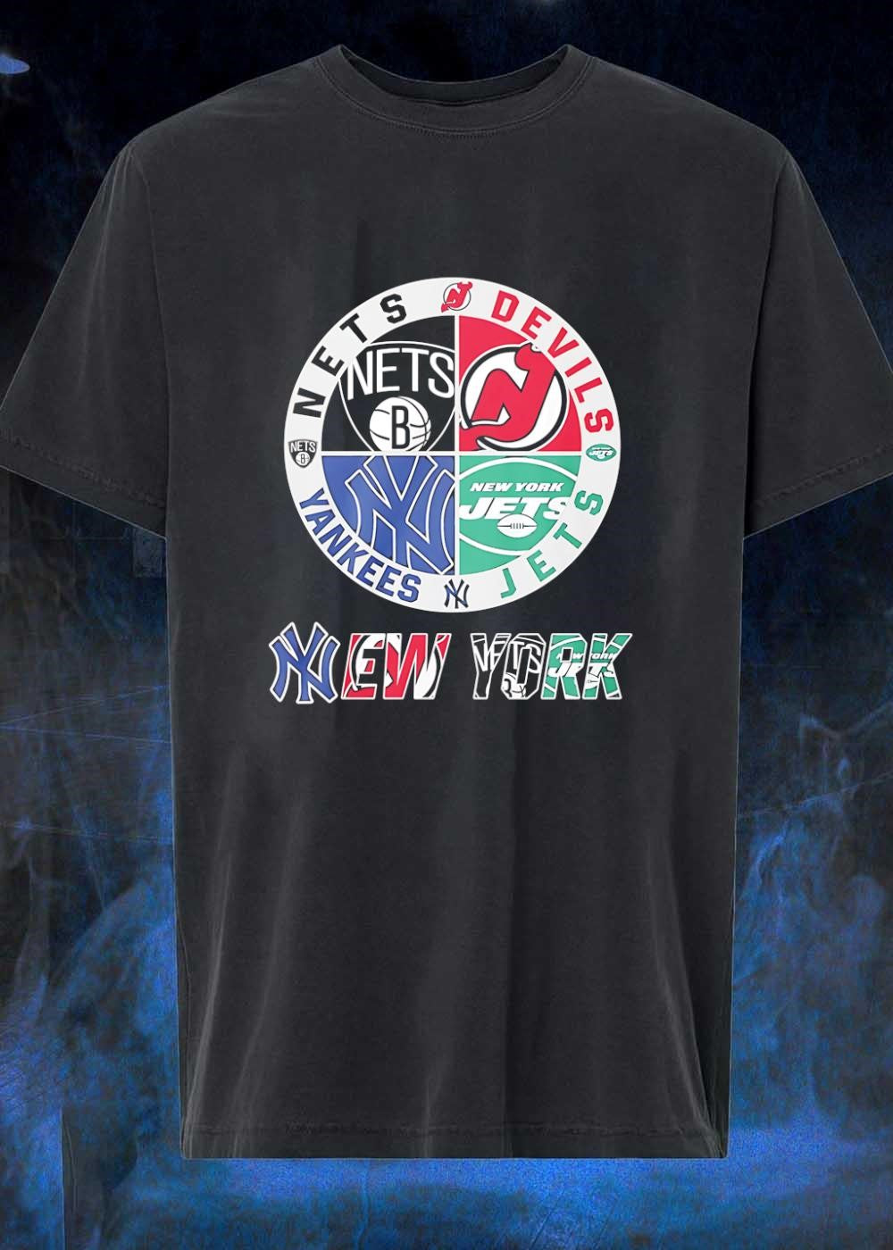 NY New York Nets Devils Yankees Jets Team Logo Sports shirt