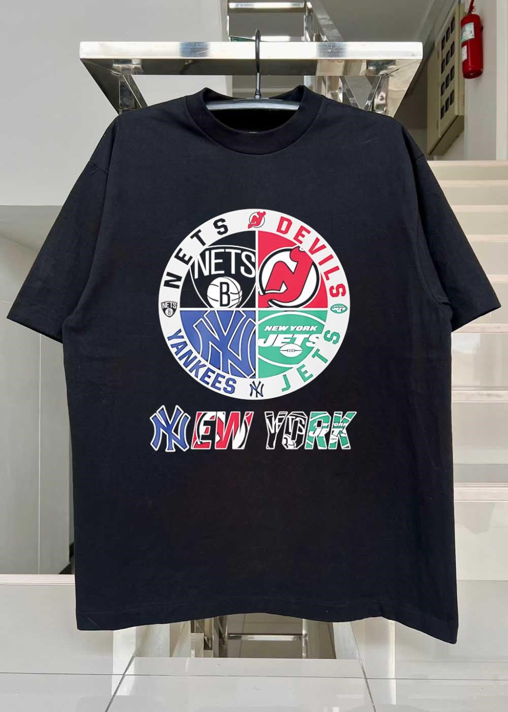 NY New York Nets Devils Yankees Jets Team Logo Sports shirt