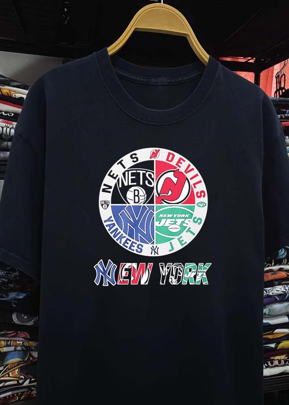 NY New York Nets Devils Yankees Jets Team Logo Sports shirt